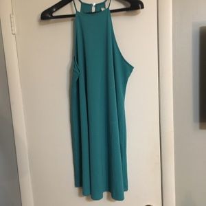 Turquoise high neck dress